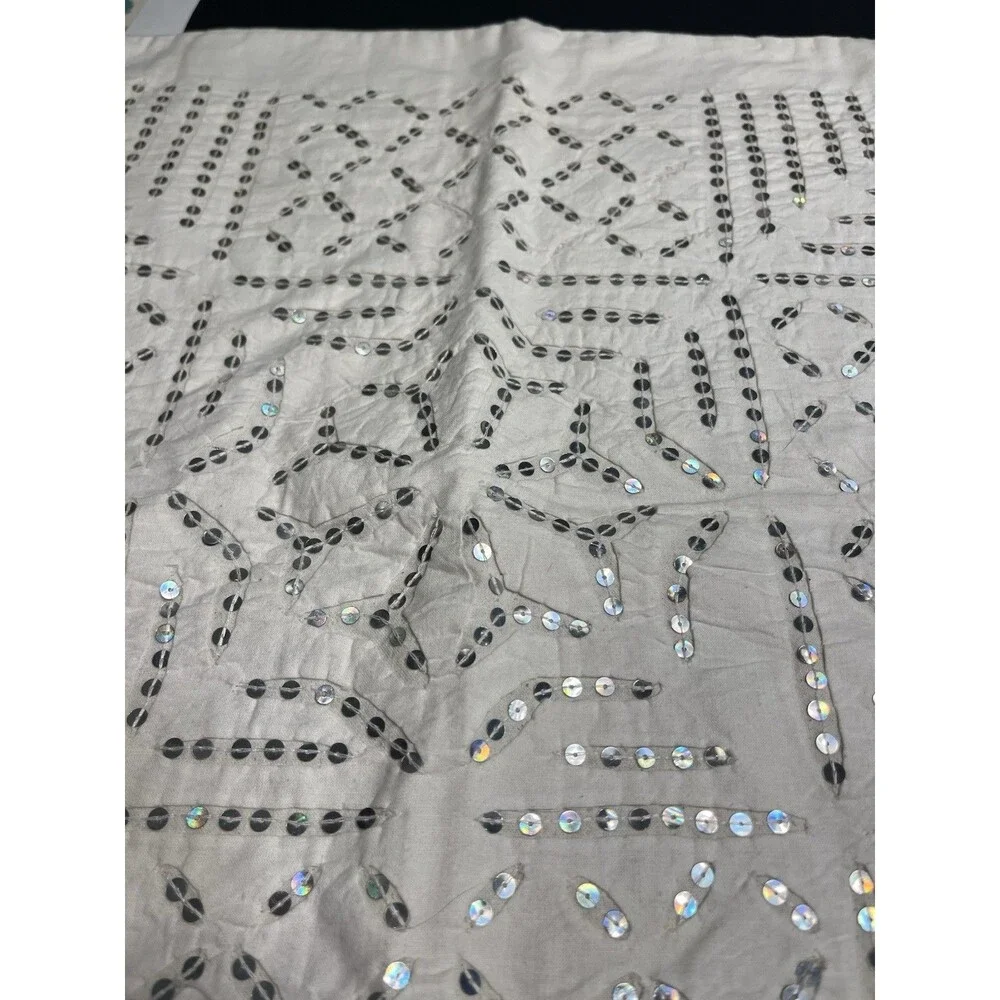 West Elm Off White Sequenced 20x20” Throw Pillow Cover NWT